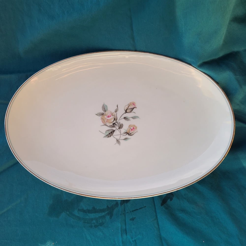Noritake Margot 5605 12" Oval Platter Vintage White Rose MCM Japan Discontinued